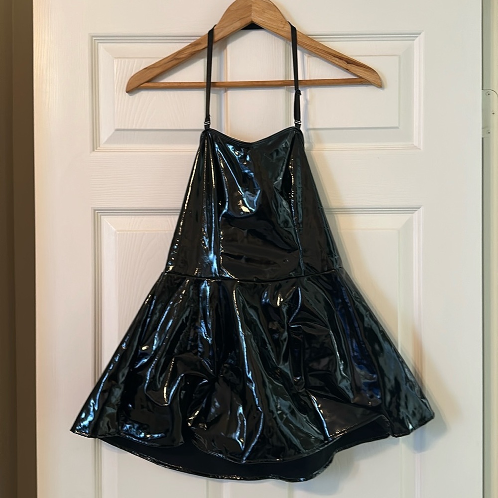 SHEIN faux leather halter dress with adjustable straps